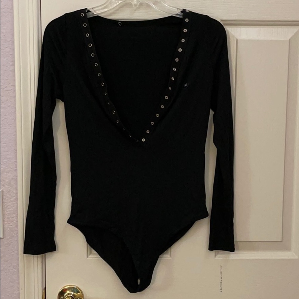 Urban Outfitters Black Henley Bodysuit